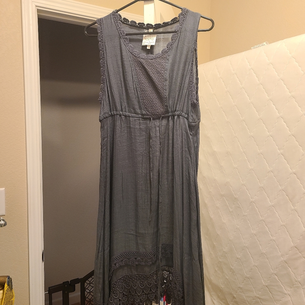 Grey boho empire highlow dress